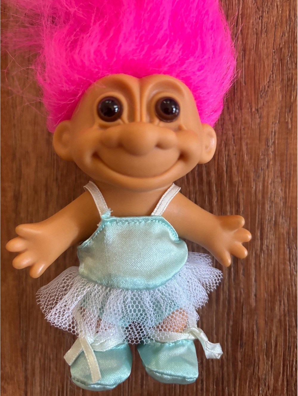 Troll Doll Ballerina Troll Pink Hair Baby Blue Outfit W Slippers VGC
